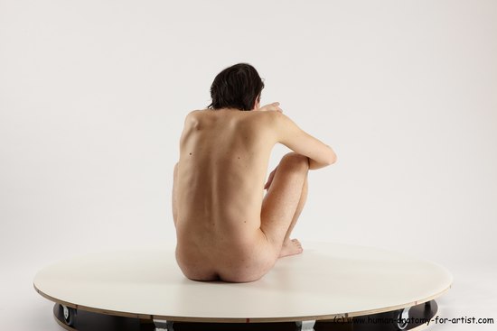 Nude Man White Sitting poses - simple Slim Short Brown Sitting poses - ALL Multi angles poses Realistic