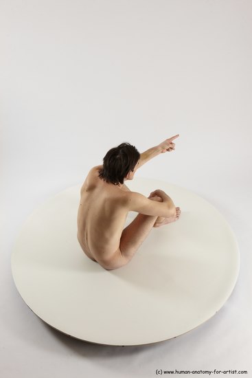 Nude Man White Sitting poses - simple Slim Short Brown Sitting poses - ALL Multi angles poses Realistic