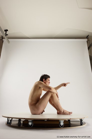 Nude Man White Sitting poses - simple Slim Short Brown Sitting poses - ALL Multi angles poses Realistic