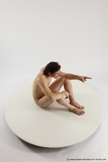 Nude Man White Sitting poses - simple Slim Short Brown Sitting poses - ALL Multi angles poses Realistic