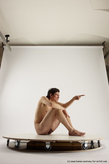 Nude Man White Sitting poses - simple Slim Short Brown Sitting poses - ALL Multi angles poses Realistic