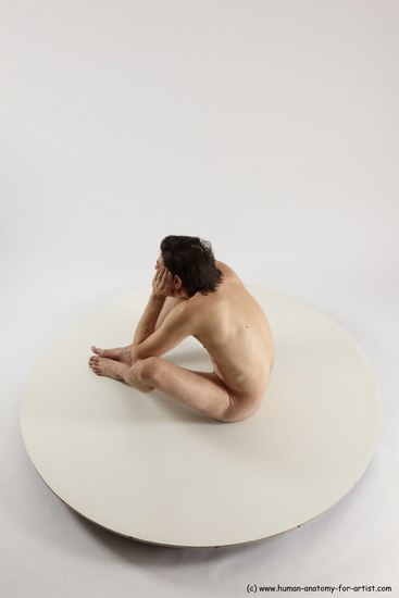 Nude Man White Sitting poses - simple Slim Short Brown Sitting poses - ALL Multi angles poses Realistic