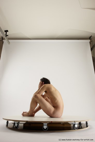 Nude Man White Sitting poses - simple Slim Short Brown Sitting poses - ALL Multi angles poses Realistic