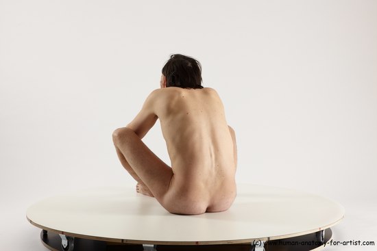 Nude Man White Sitting poses - simple Slim Short Brown Sitting poses - ALL Multi angles poses Realistic