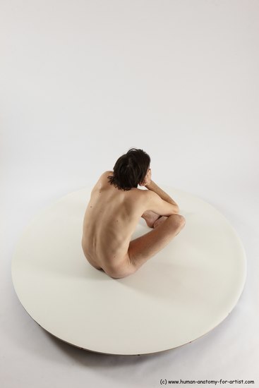 Nude Man White Sitting poses - simple Slim Short Brown Sitting poses - ALL Multi angles poses Realistic