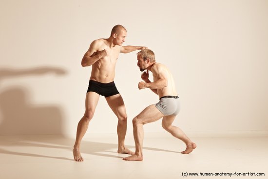 Underwear Martial art Man - Man White Moving poses Slim Short Blond Dynamic poses Academic