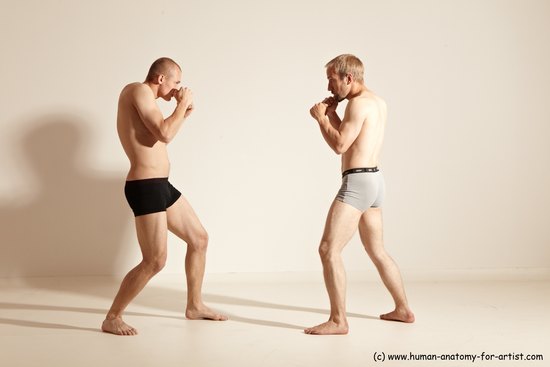 Underwear Martial art Man - Man White Moving poses Slim Short Blond Dynamic poses Academic