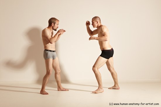 Underwear Martial art Man - Man White Moving poses Athletic Short Blond Dynamic poses Academic