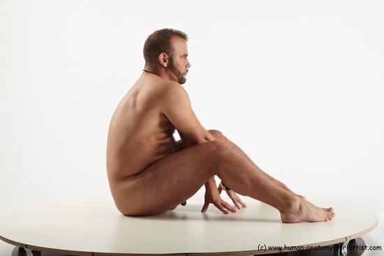 Nude Man White Sitting poses - simple Average Short Brown Sitting poses - ALL Realistic