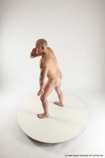 Nude Man White Standing poses - ALL Slim Bald Standing poses - simple Multi angles poses Realistic