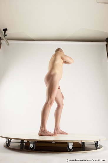 Nude Man White Standing poses - ALL Slim Bald Standing poses - simple Multi angles poses Realistic