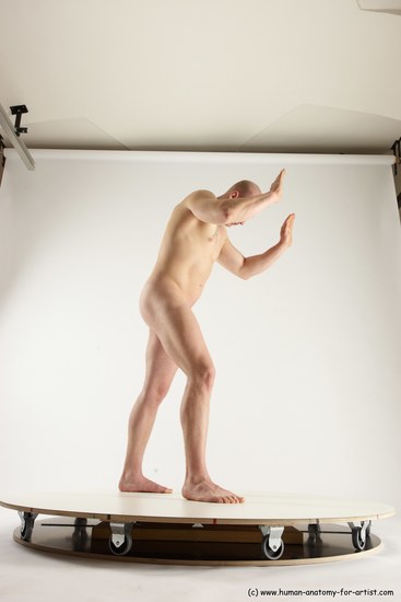 Nude Man White Standing poses - ALL Slim Bald Standing poses - simple Multi angles poses Realistic