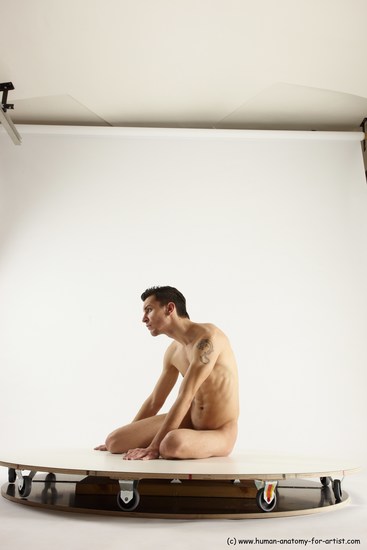 Nude Man White Sitting poses - simple Athletic Short Brown Sitting poses - ALL Multi angles poses Realistic