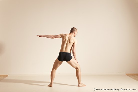 Underwear Gymnastic poses Man White Slim Bald Dancing Dynamic poses Academic