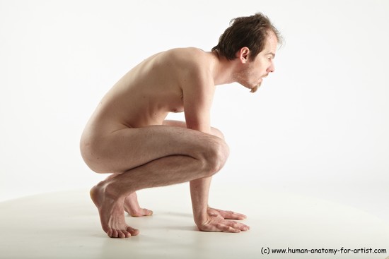 Nude Man White Standing poses - ALL Slim Short Brown Standing poses - knee-bend Realistic