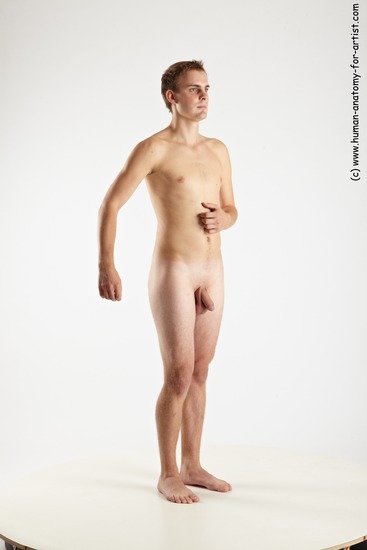 Nude Man White Standing poses - ALL Slim Short Brown Standing poses - simple Realistic