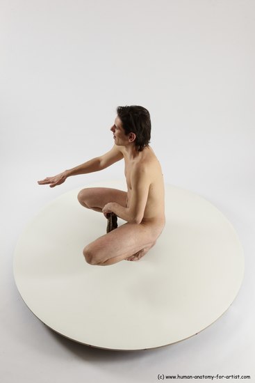 Nude Man White Standing poses - ALL Slim Short Brown Standing poses - knee-bend Multi angles poses Realistic