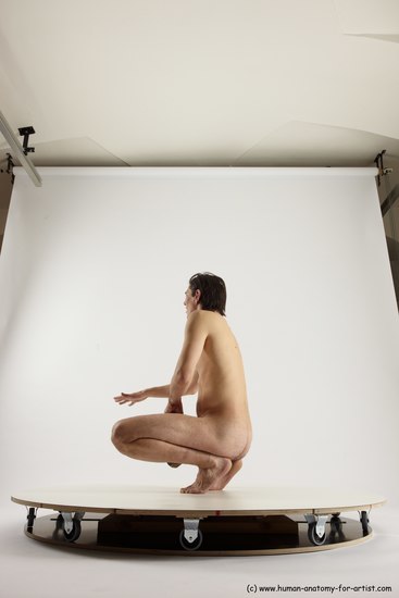 Nude Man White Standing poses - ALL Slim Short Brown Standing poses - knee-bend Multi angles poses Realistic