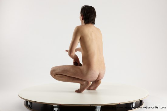 Nude Man White Standing poses - ALL Slim Short Brown Standing poses - knee-bend Multi angles poses Realistic