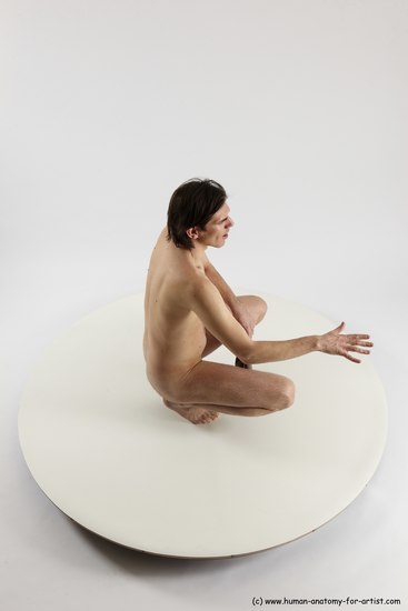 Nude Man White Standing poses - ALL Slim Short Brown Standing poses - knee-bend Multi angles poses Realistic