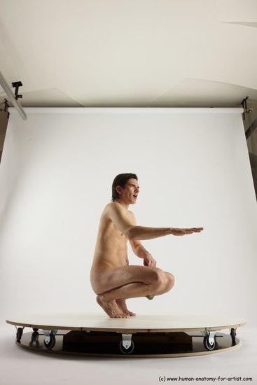 Nude Man White Standing poses - ALL Slim Short Brown Standing poses - knee-bend Multi angles poses Realistic