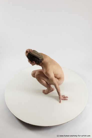 Nude Man White Standing poses - ALL Slim Short Brown Standing poses - knee-bend Multi angles poses Realistic