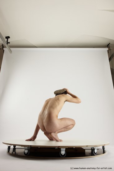 Nude Man White Standing poses - ALL Slim Short Brown Standing poses - knee-bend Multi angles poses Realistic