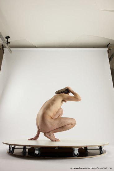 Nude Man White Standing poses - ALL Slim Short Brown Standing poses - knee-bend Multi angles poses Realistic