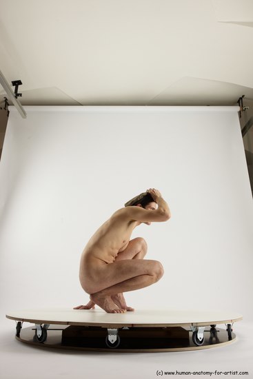 Nude Man White Standing poses - ALL Slim Short Brown Standing poses - knee-bend Multi angles poses Realistic