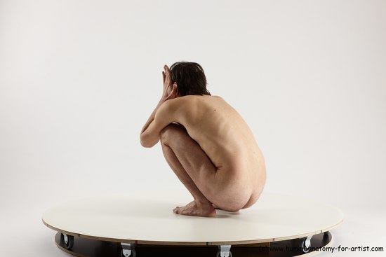 Nude Man White Standing poses - ALL Slim Short Brown Standing poses - knee-bend Multi angles poses Realistic