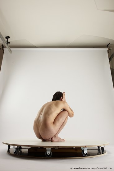 Nude Man White Standing poses - ALL Slim Short Brown Standing poses - knee-bend Multi angles poses Realistic