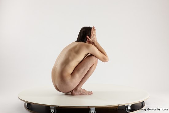 Nude Man White Standing poses - ALL Slim Short Brown Standing poses - knee-bend Multi angles poses Realistic