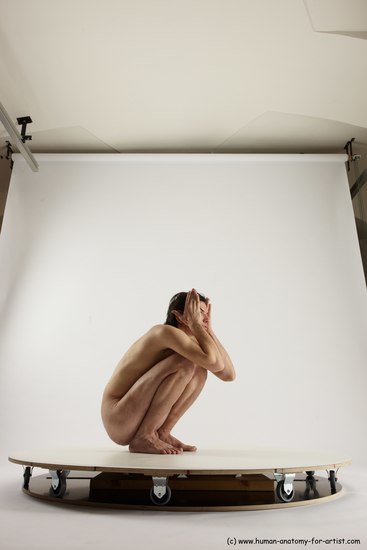 Nude Man White Standing poses - ALL Slim Short Brown Standing poses - knee-bend Multi angles poses Realistic