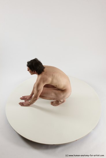 Nude Man White Standing poses - ALL Slim Short Brown Standing poses - knee-bend Multi angles poses Realistic