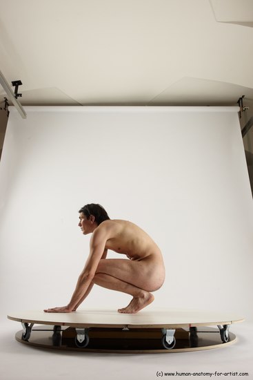 Nude Man White Standing poses - ALL Slim Short Brown Standing poses - knee-bend Multi angles poses Realistic