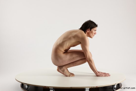 Nude Man White Standing poses - ALL Slim Short Brown Standing poses - knee-bend Multi angles poses Realistic