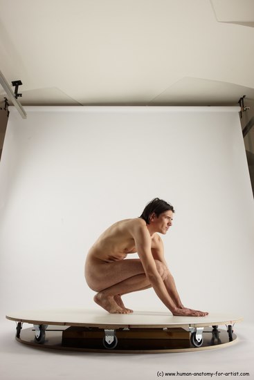 Nude Man White Standing poses - ALL Slim Short Brown Standing poses - knee-bend Multi angles poses Realistic