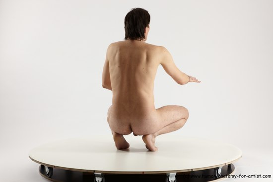 Nude Man White Standing poses - ALL Slim Short Brown Standing poses - knee-bend Multi angles poses Realistic