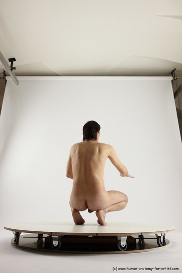 Nude Man White Standing poses - ALL Slim Short Brown Standing poses - knee-bend Multi angles poses Realistic