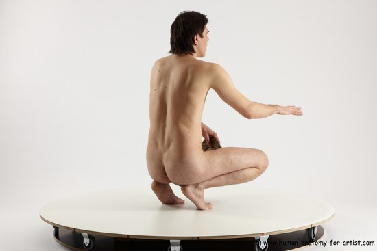 Nude Man White Standing poses - ALL Slim Short Brown Standing poses - knee-bend Multi angles poses Realistic