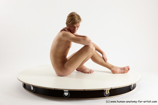 Nude Man White Sitting poses - simple Underweight Medium Brown Sitting poses - ALL Multi angles poses Realistic