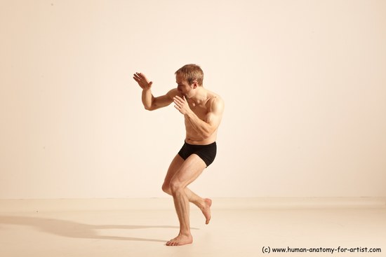 Underwear Martial art Man White Moving poses Athletic Short Blond Dynamic poses Academic