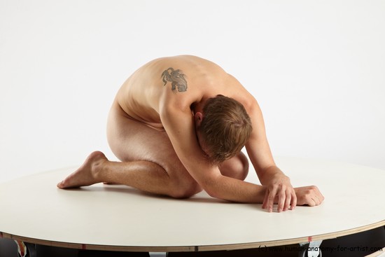 Nude Man White Sitting poses - simple Slim Short Brown Sitting poses - ALL Realistic