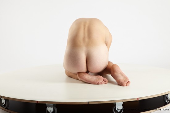 Nude Man White Sitting poses - simple Slim Short Brown Sitting poses - ALL Realistic