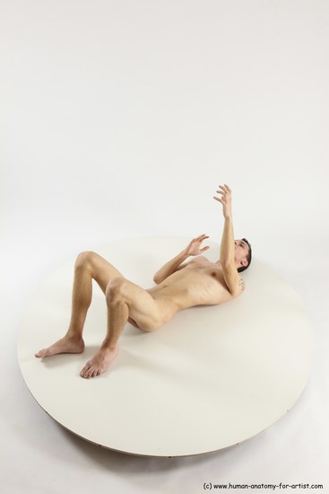 Nude Man White Laying poses - ALL Athletic Short Brown Laying poses - on back Multi angles poses Realistic