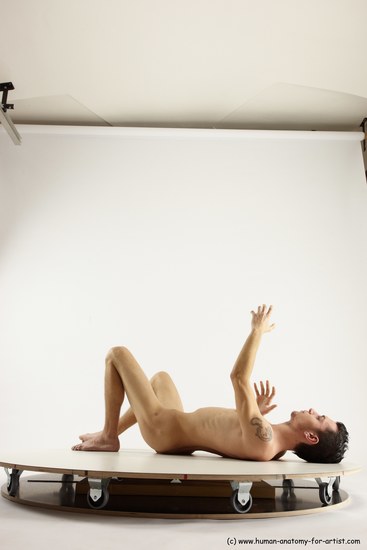 Nude Man White Laying poses - ALL Athletic Short Brown Laying poses - on back Multi angles poses Realistic