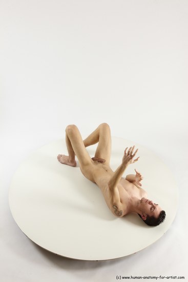 Nude Man White Laying poses - ALL Athletic Short Brown Laying poses - on back Multi angles poses Realistic