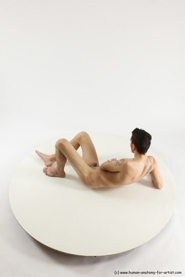 Nude Man White Laying poses - ALL Athletic Short Brown Laying poses - on back Multi angles poses Realistic