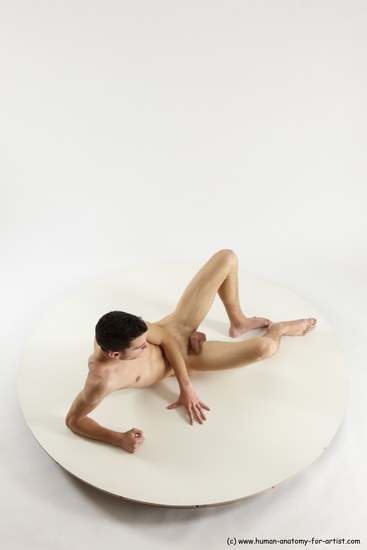 Nude Man White Laying poses - ALL Athletic Short Brown Laying poses - on back Multi angles poses Realistic