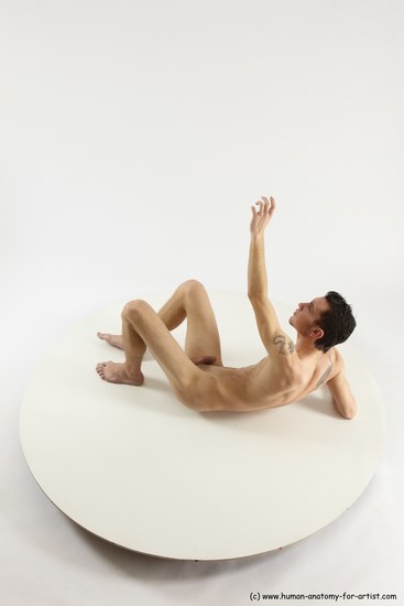 Nude Man White Laying poses - ALL Athletic Short Brown Laying poses - on back Multi angles poses Realistic